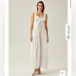 Miss Rosier Arantxa White Lace Pleated Maxi Dress Size Medium NWT